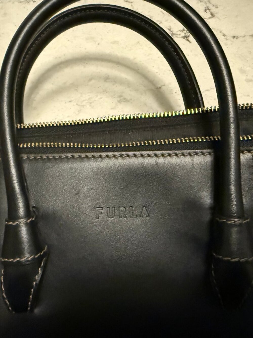 Furla 1927 Unisex black leather tote / messenger / crossbody